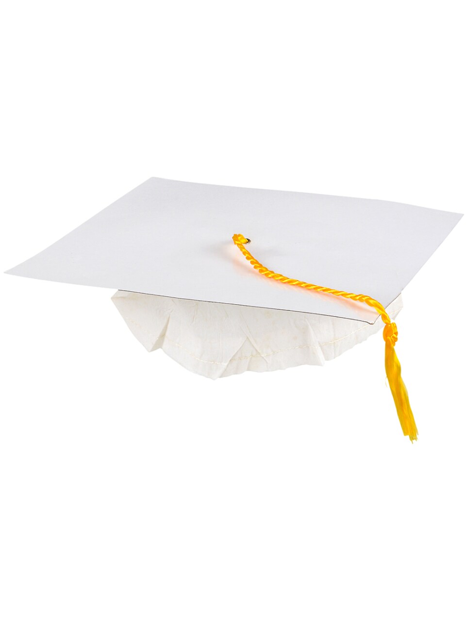 Adults White Graduation Graduate Cardstock Cap Hat With Tassel Costume Accessory